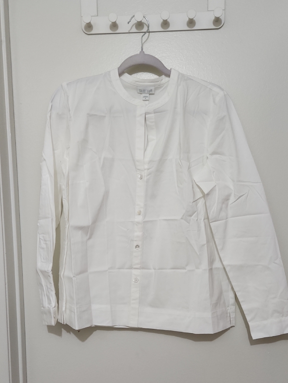 J. Jill Boxy White Cotton Button Down Shirt Size Small